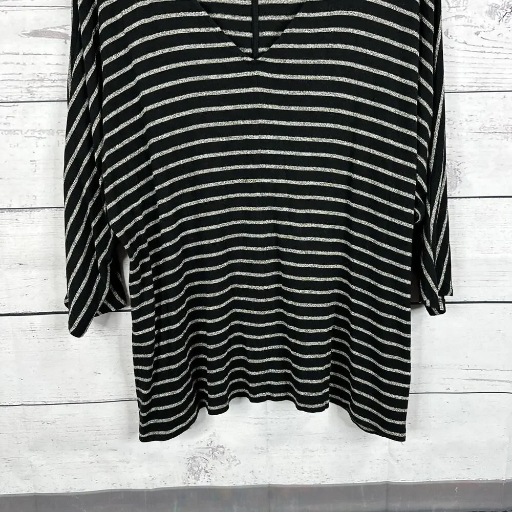 J Jill Shirt Womens XL Black Gray Wearever Stretch Slinky Tunic Casual‎